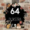 Bloemen - Zwart - Modern Naambord Huisje klein -sfeer6