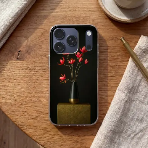 Rode - Bloemen - Vaas Telefoonhoesje iPhone 17 Pro klein -sfeer1
