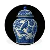 Pot - Delfts Blauw - Bloemen Wandcirkel aluminium klein -3d