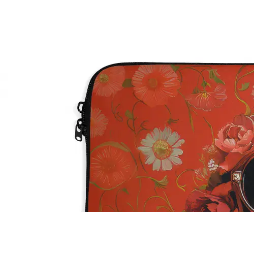 Vrouw - Kleurrijk - Dierenprint - Bloemen laptophoes neopreen klein -detail
