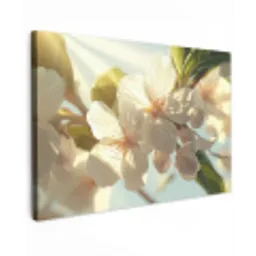 Bloesems - Wit - Zonnestralen -  Bloemblaadjes Tuinposter op houten frame 2 cm dik klein -3d