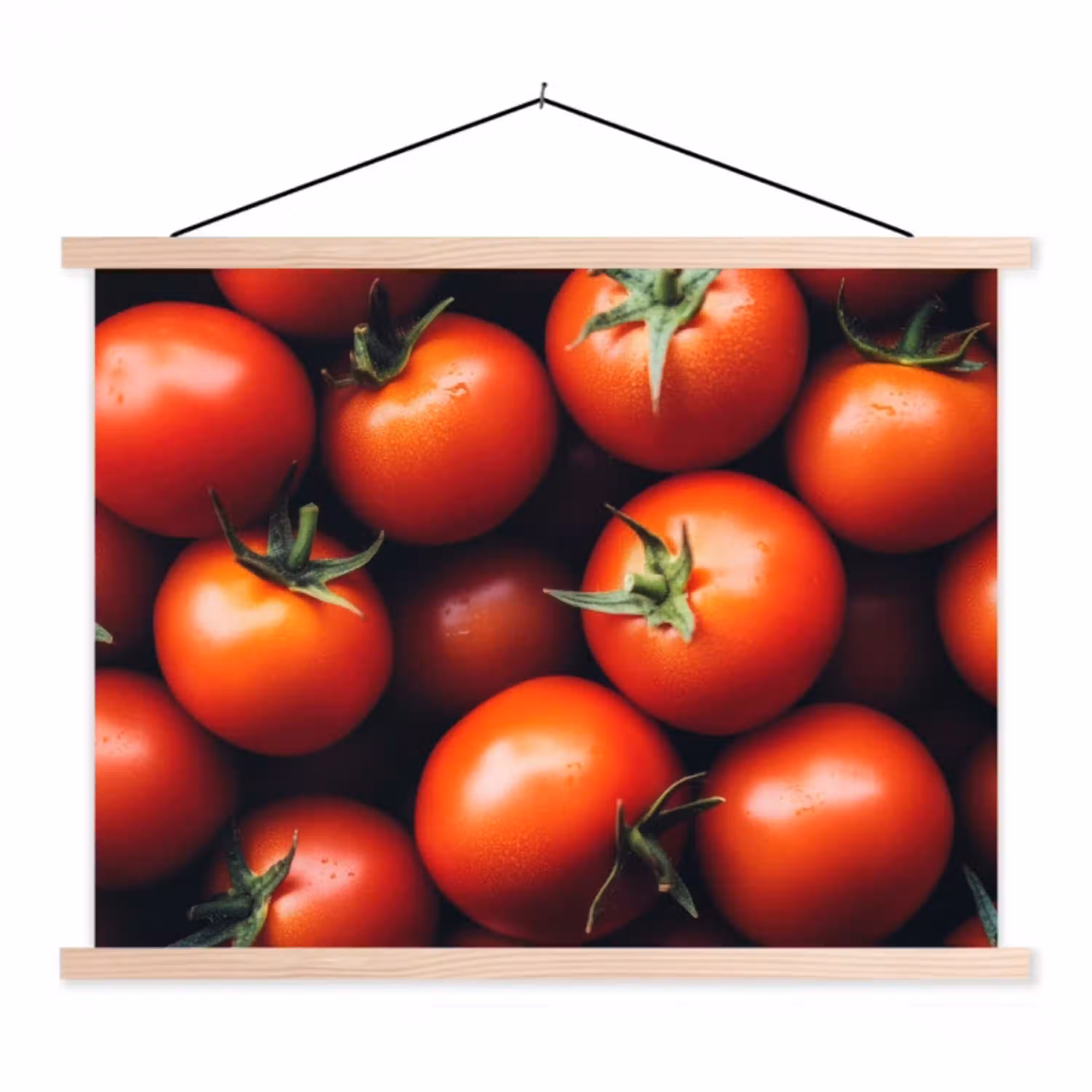 Groente - Rood - Tomaten textielposter latten blank klein -3d