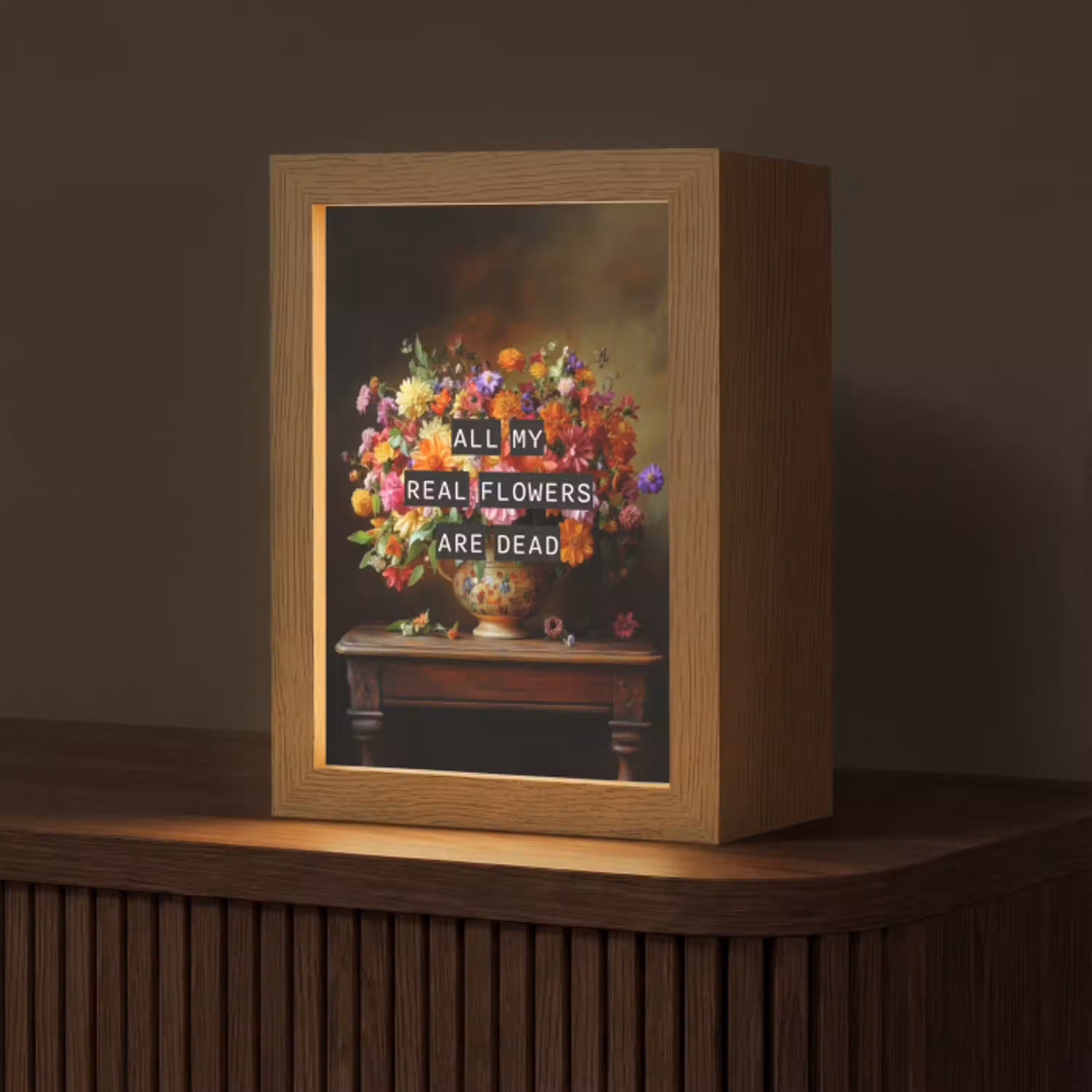 Kleur - Bloemen - Vintage - Bloemenvaas Light Box met kabel (Tafellamp) klein -z3d_website