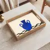 Vaas - Blauw - Geblokt - Modern Dienblad Rechthoek middel -sfeer1