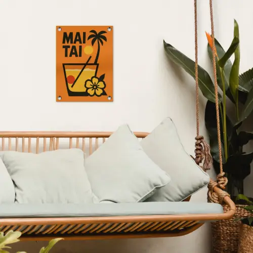 Palmboom - Bloem - Art - Drink tuinposter los doek klein -sfeer7