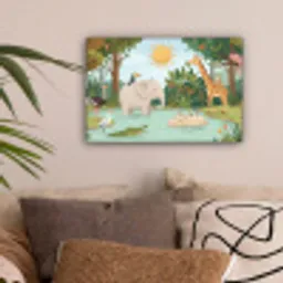 Jungle - Oase - Dieren - Kleurrijk canvas 2cm klein -sfeer1