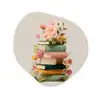 Boeken - Stapel - Bloemen - Kleurrijk Wandcirkel Organisch Forex 3mm klein -3d