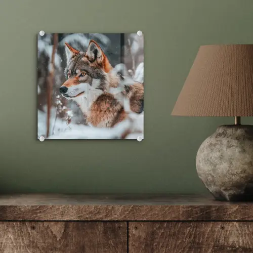 Wolf - Sneeuw - Winter - Dieren - Natuur - Sneeuw plexiglas 5mm klein -sfeer3