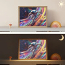 Astronaut - Ruimte - Skateboard - Kleurrijk Light Box met batterij (Wandlamp kind) middel -sfeer3_kind