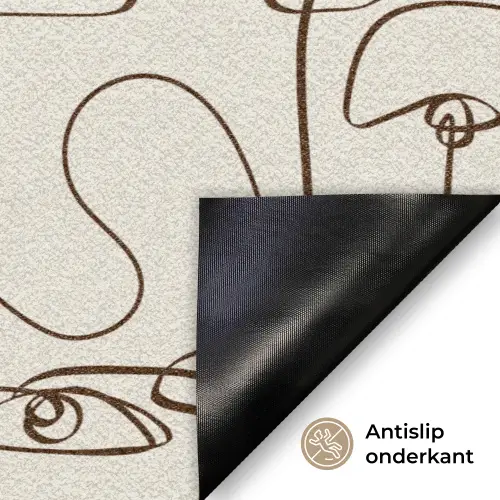 Beige - Gezicht - Lijnen - Bruin Deurmat klein 898 -antislip_NL