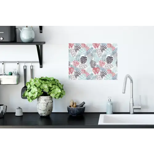 Inductie beschermer - Bladeren - Pastel - Jungle - Afdekplaat voor kookplaat Muursticker klein -keuken
