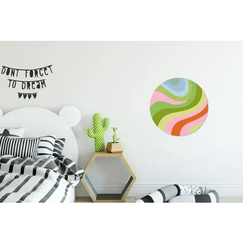 Lijnen - Pasteltinten - Golvend Wandcirkel aluminium klein -kinderkamer