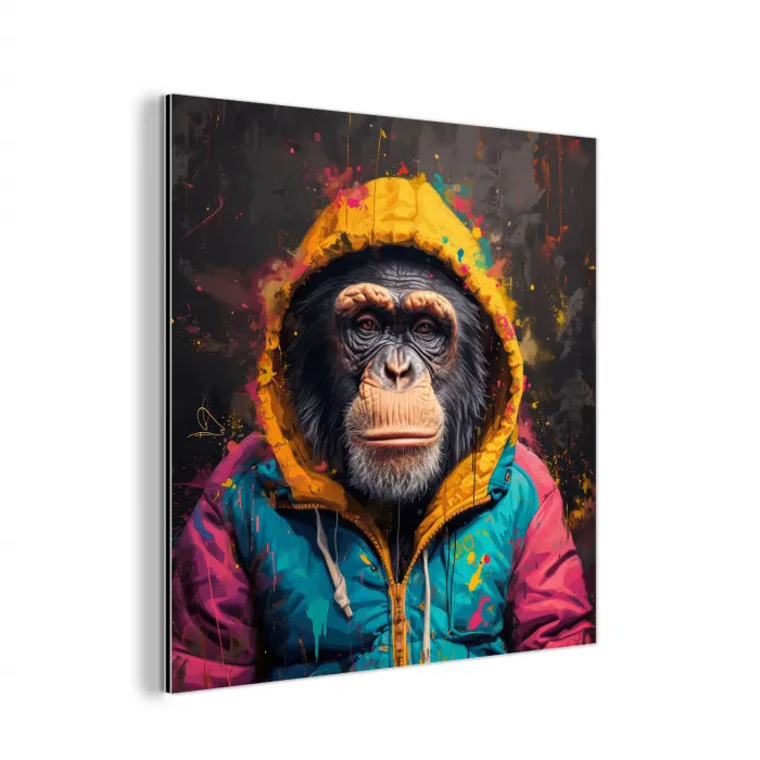 Graffiti - Chimpansee - Jas - Aap - Verf aluminium wit klein -3d