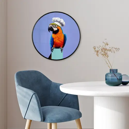 Papegaai - Koksmuts - Vogel - Leuk Fotolijst rond zonder passe partout klein -sfeer2
