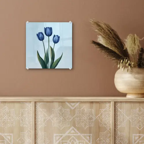 Tulpen - Blauw - Bladeren plexiglas 5mm klein -sfeer5