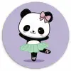 Panda - Paars - Sierlijk - Kawaii Wandcirkel kunststof plaat 5mm dik klein -3d