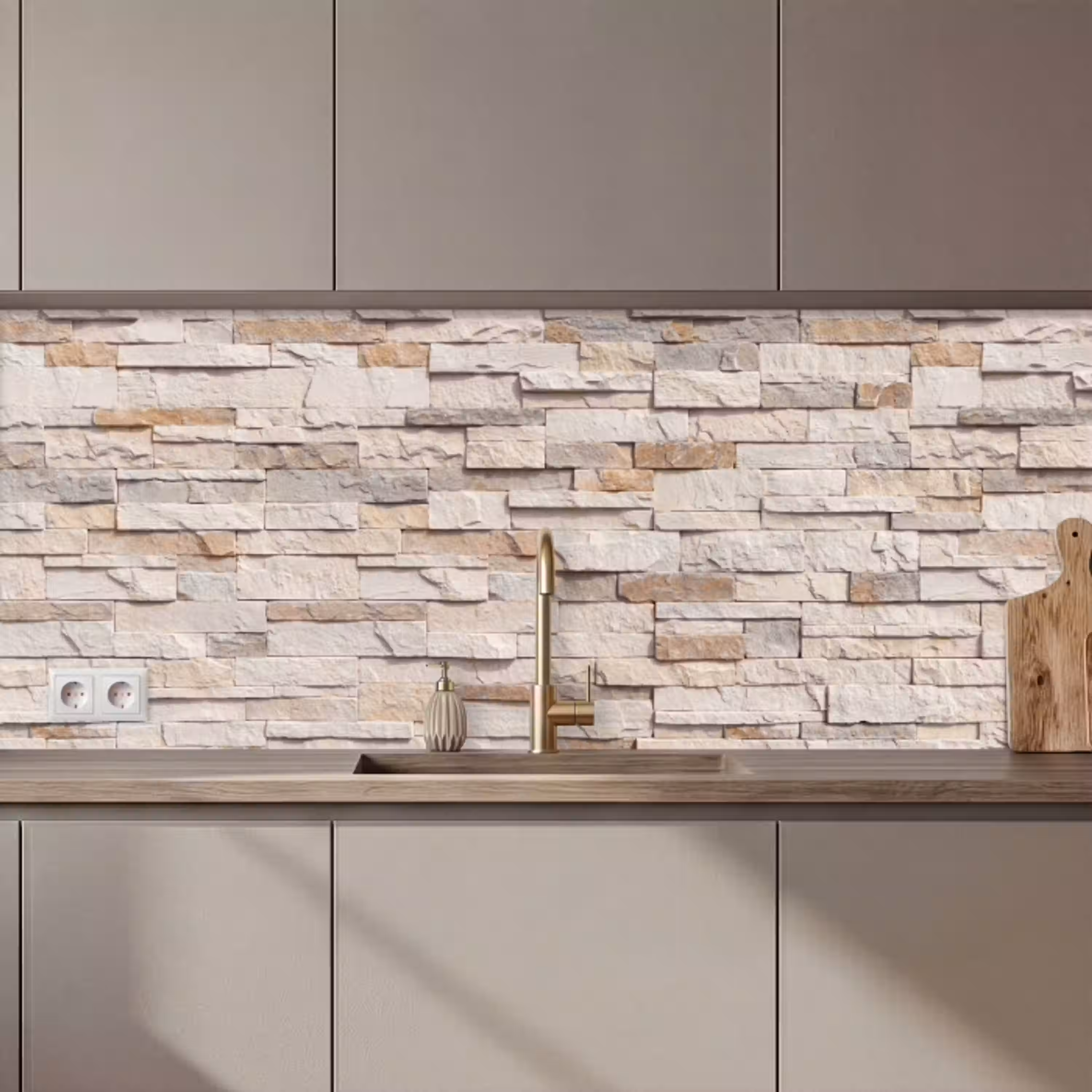 Steen - Muur - Textuur - Rustiek - Beige keuken achterwand 2 middel zz_3dshopping