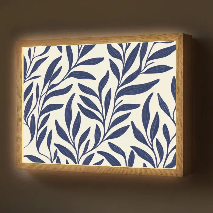 Bladeren - Klimop - Donkerblauw Light Box met batterij (Wandlamp) middel -z3d_website