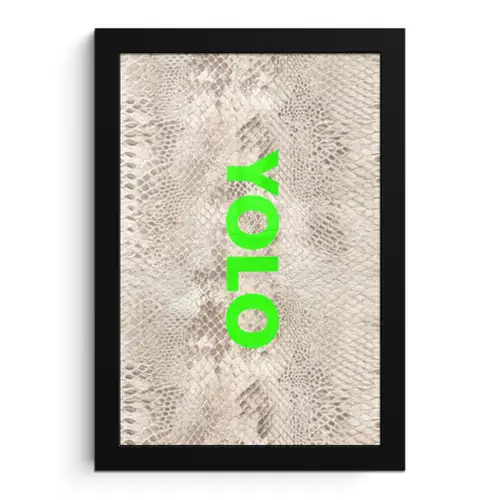 YOLO - Groen - Neon - Slangenprnt fotolijst zwart zonder passe partout klein -3d