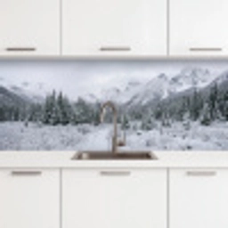 Weg - Bergen - Sneeuw - Naaldbos - Avontuurlijk keuken achterwand 2 middel -3d
