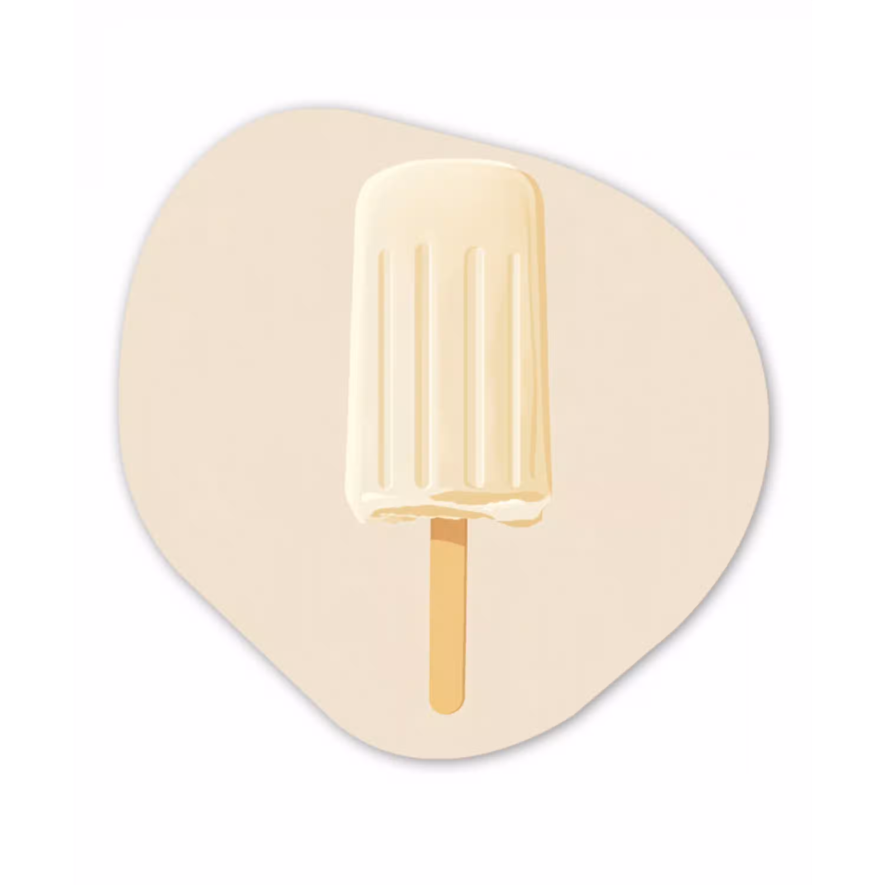 Minimalistisch - Waterijsje - Stokje - Beige Wandcirkel Organisch Forex 3mm klein -3d