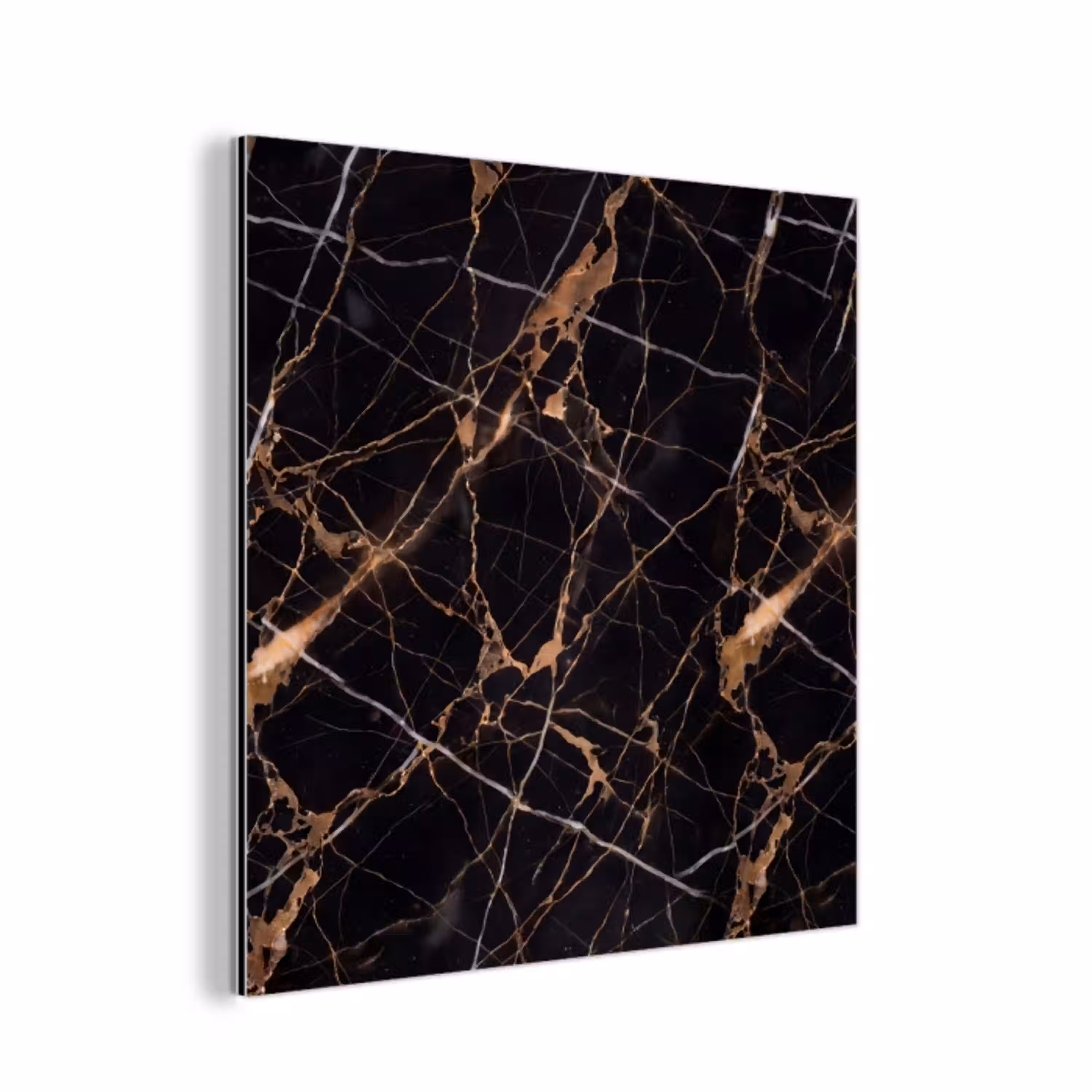 Marmer - Goud - Abstract - Zwart aluminium wit klein -3d