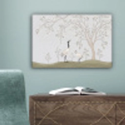Minimalistisch - Kraanvogels - Blauw canvas 2cm klein -sfeer4