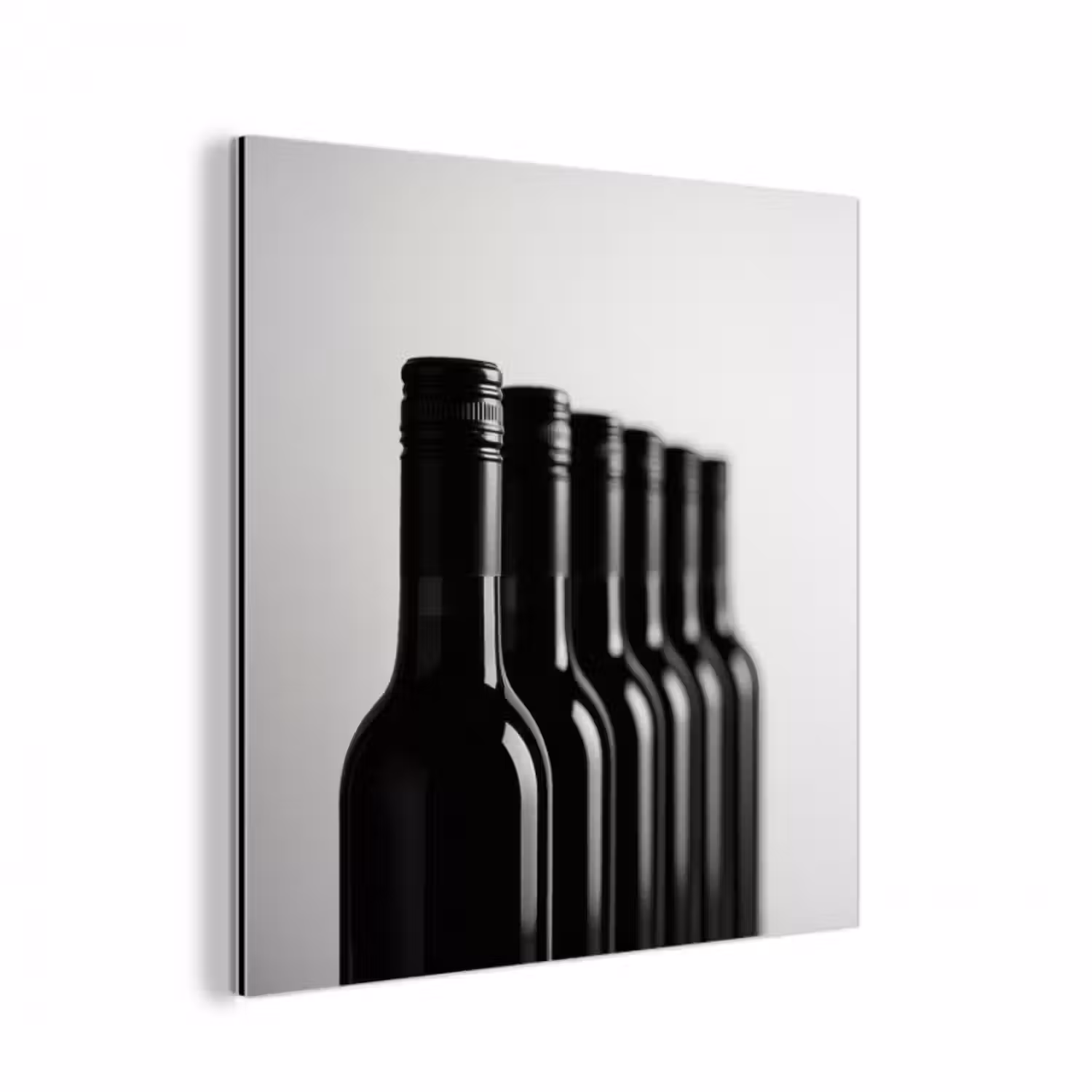 Alu-Dibond-Bild - Weinflaschen - Schwarz - Minimalistisch