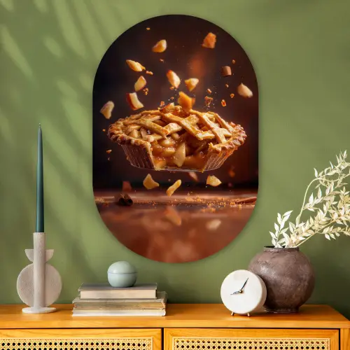 Appel - Taart - Warm - Eten Wandcirkel Ovaal Glas middel -sfeer2