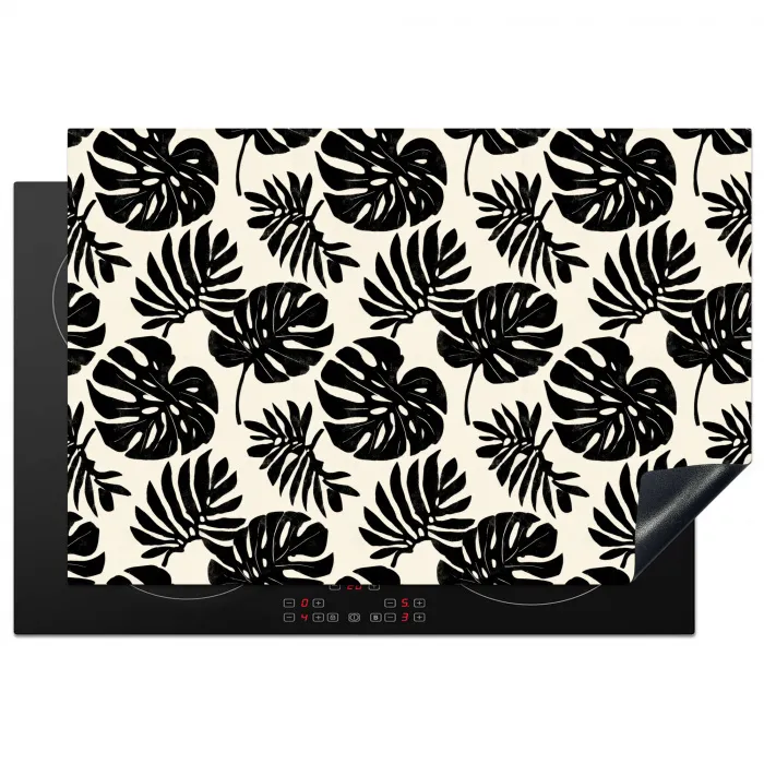 Modern - Monstera - Zwart Inductie beschermer vinyl 3mm klein 276 -3d