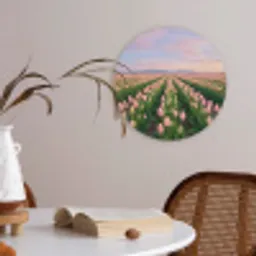 Tulpen - Landschap - Roze Akoestische PET Vilt - Rond klein -sfeer3