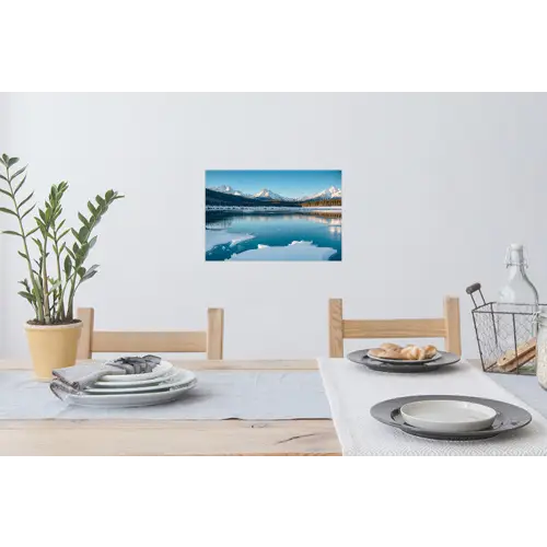 Landschap - Winter - Meer - Bergen - Uitzicht - IJs Muursticker klein -eettafel