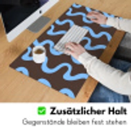 Kronkelende lijnen - Blauw - Bruin - Minimalistisch Muismat XXL klein 681 -ysfeer3_duits