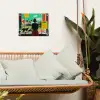 Vrouw - Keuken - Katten - Doorkijk tuinposter los doek klein -sfeer7
