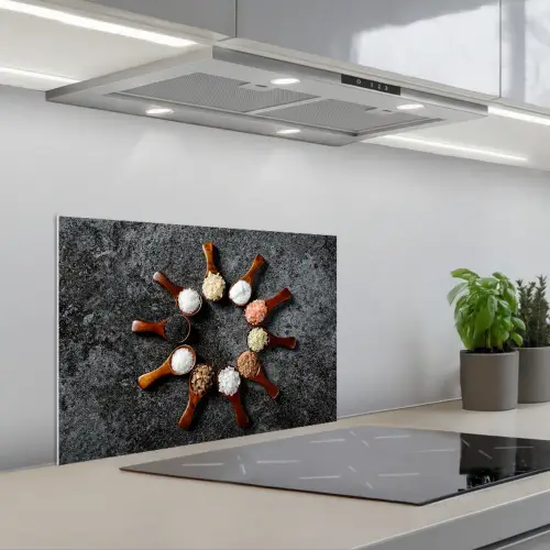 Lepel - Kruiden - Specerijen - Keuken - Industrieel keuken achterwand spatscherm klein -3d_schuin