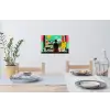 Vrouw - Keuken - Katten - Doorkijk Muursticker klein -eettafel