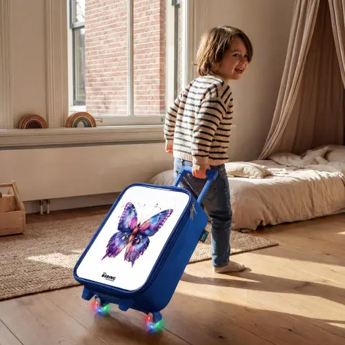 Paarse prachtvlinder Kinderkoffer - Blauw klein -sfeer1