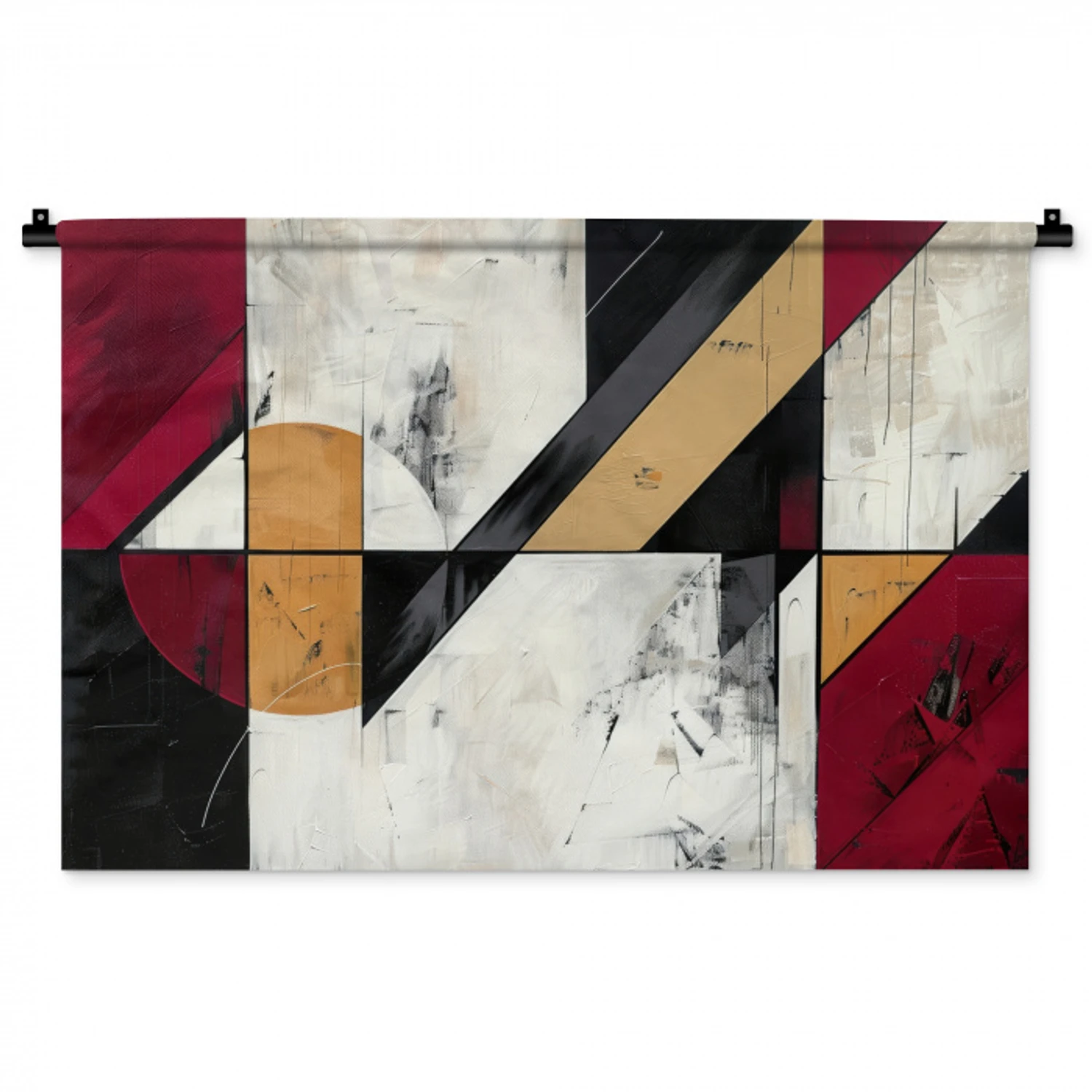 Modern - Abstract - Geometrisch - Rood - Industrieel Wandkleed katoen middel -zz3d