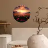 Landschap - Zonsondergang - Bloemenveld Wandcirkel behangsticker klein -sfeer1