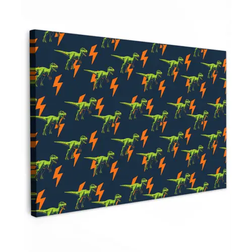 Bliksemschichten - Oranje - Dinosaurussen canvas 2cm klein -z3d