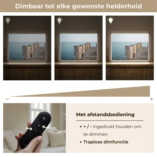 Houten steiger - Helderblauwe lucht Light Box met batterij (Wandlamp) middel -USP_dimbaarNL