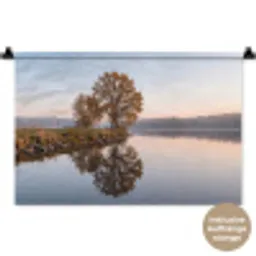Bomen - Reflectie - Water - Zonsopgang - Serene Wandkleed katoen klein -t3d_DE