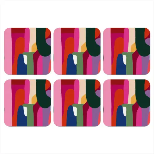 Kleurvakken - Recht - Rond - Abstract onderzetter kurk middel -3d