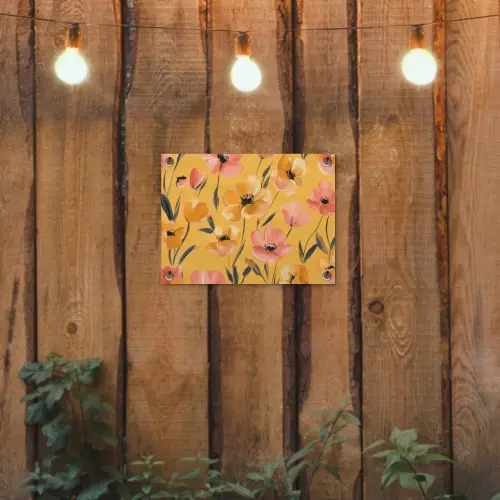 Bloemen - Geschilderd - Geel tuinposter los doek klein -sfeer1