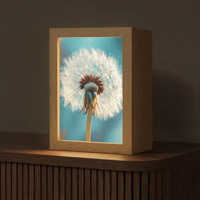 Paardenbloem - Natuur - Bloemen - Blauw Light Box met kabel (Tafellamp) klein -z3d_website