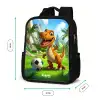 Dino met een voetbal in groen landschap Rugzak - Zwart middel -productfoto_formaten