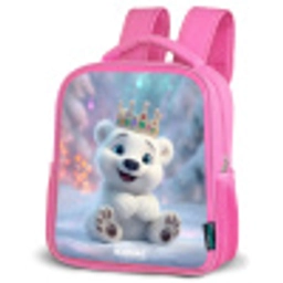 IJsbeer - Kroon - Winter Kinderrugzak - Roze middel -schuin