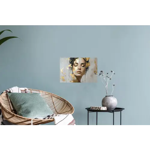 Sierlijk - Vrouw - Goud - Ogen Muursticker klein -plant