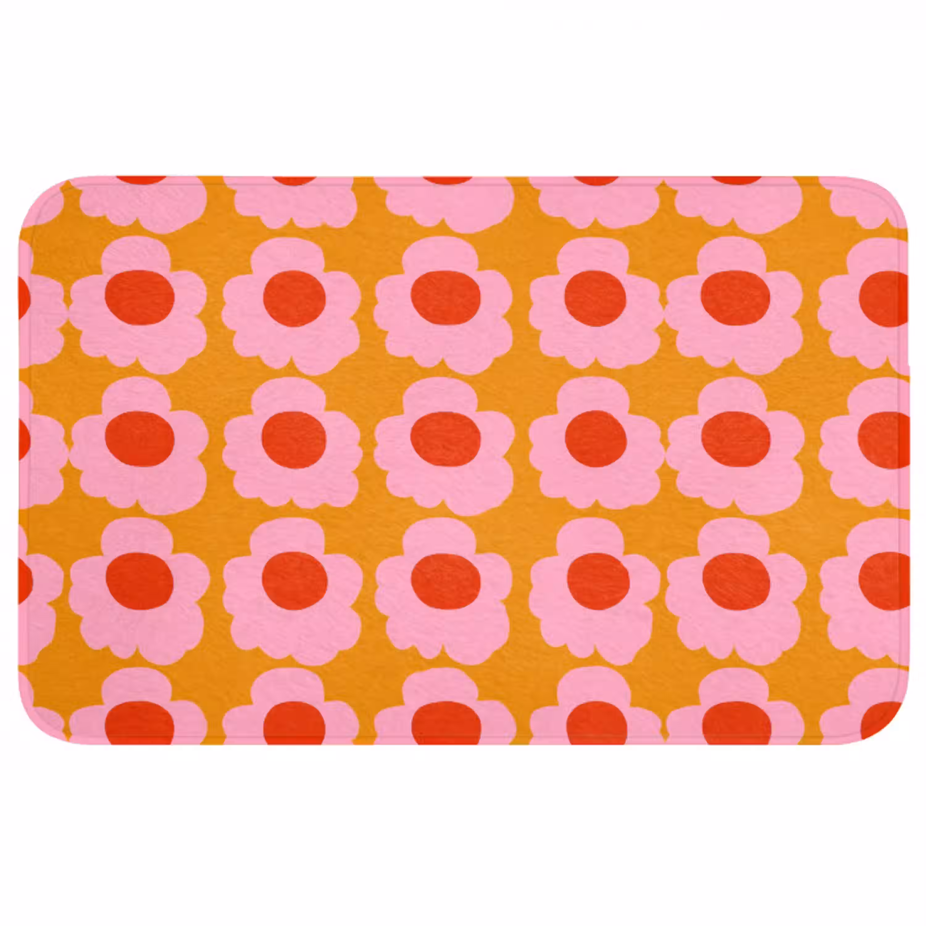 Retro - Bloemen - Roze Badmat middel 997 -3d