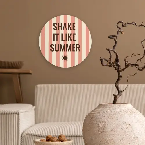 Zomer - Quote - Strepen Wandcirkel plexiglas klein -sfeer1